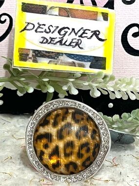 Brighton Trinity Leopard Print Silver Tone Ring Size 6 NWT
